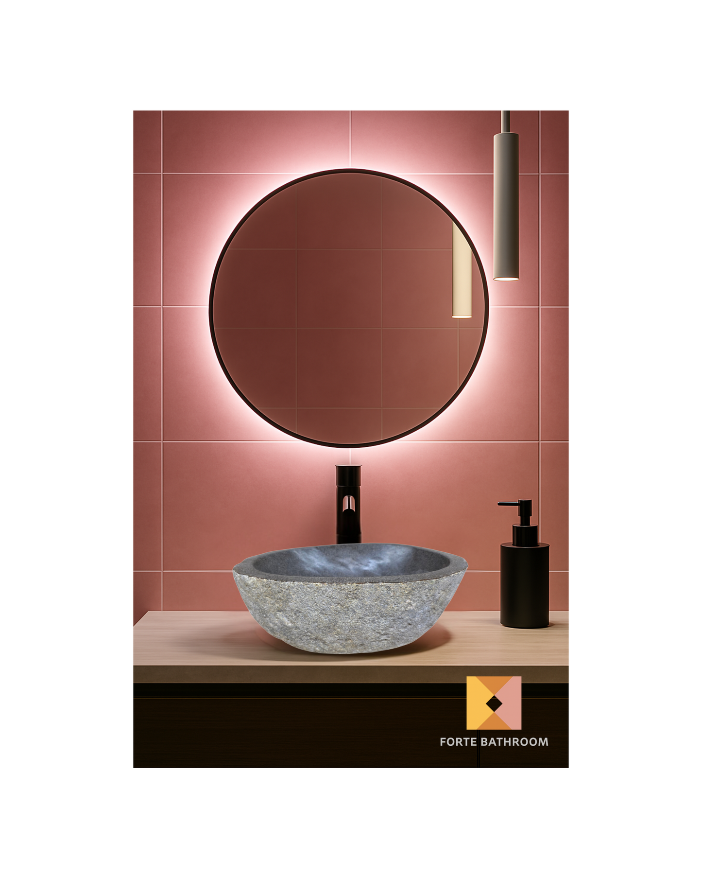 Natural River stone Bathroom Basin - Rock Exterior - Polished Interior - sm/med/lge - dark grey