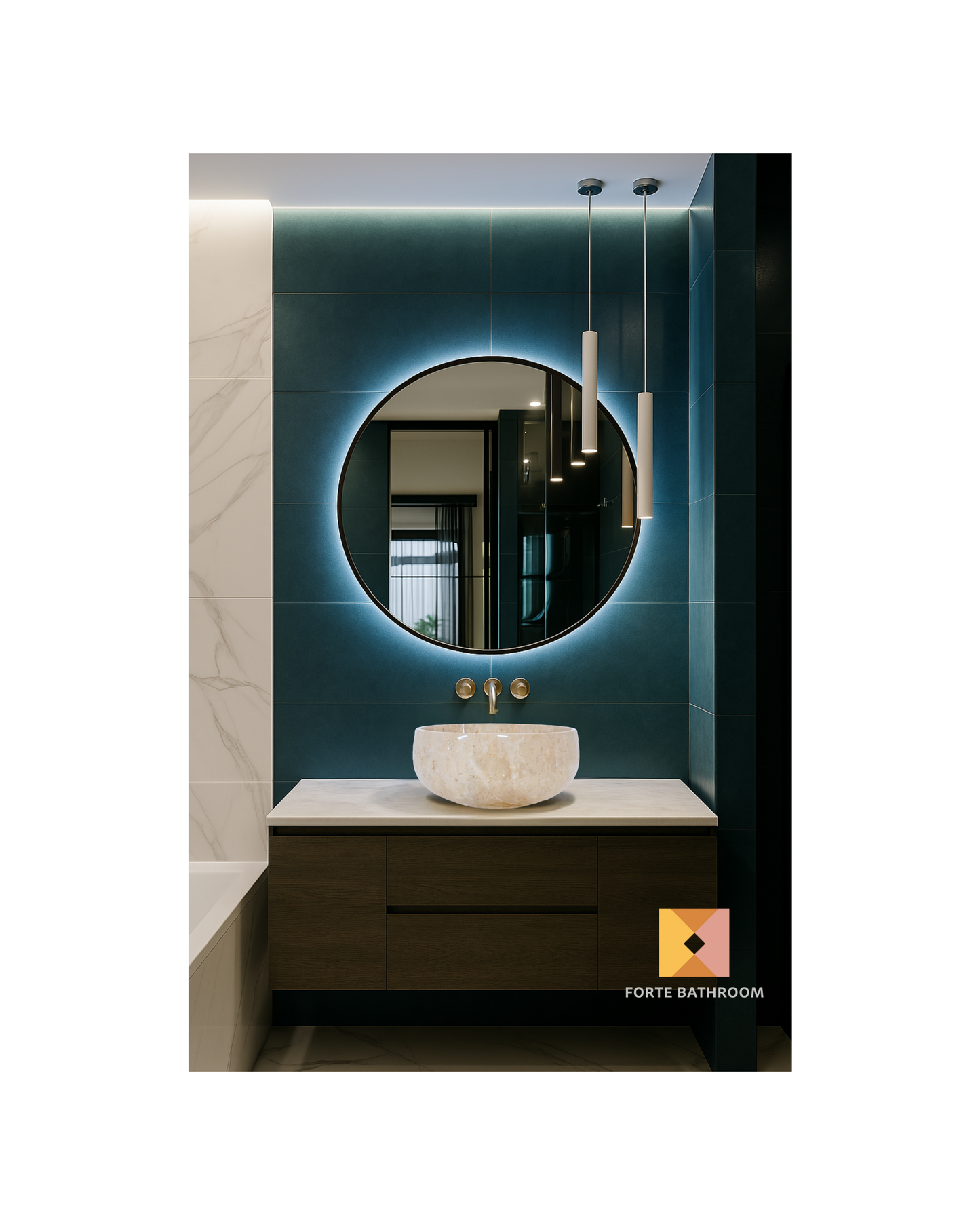 Round Marble Vanity Basin – Polished Finish 02 – Height 15cm - Cream or Grey – Dia 40/45cm - Natural Stone