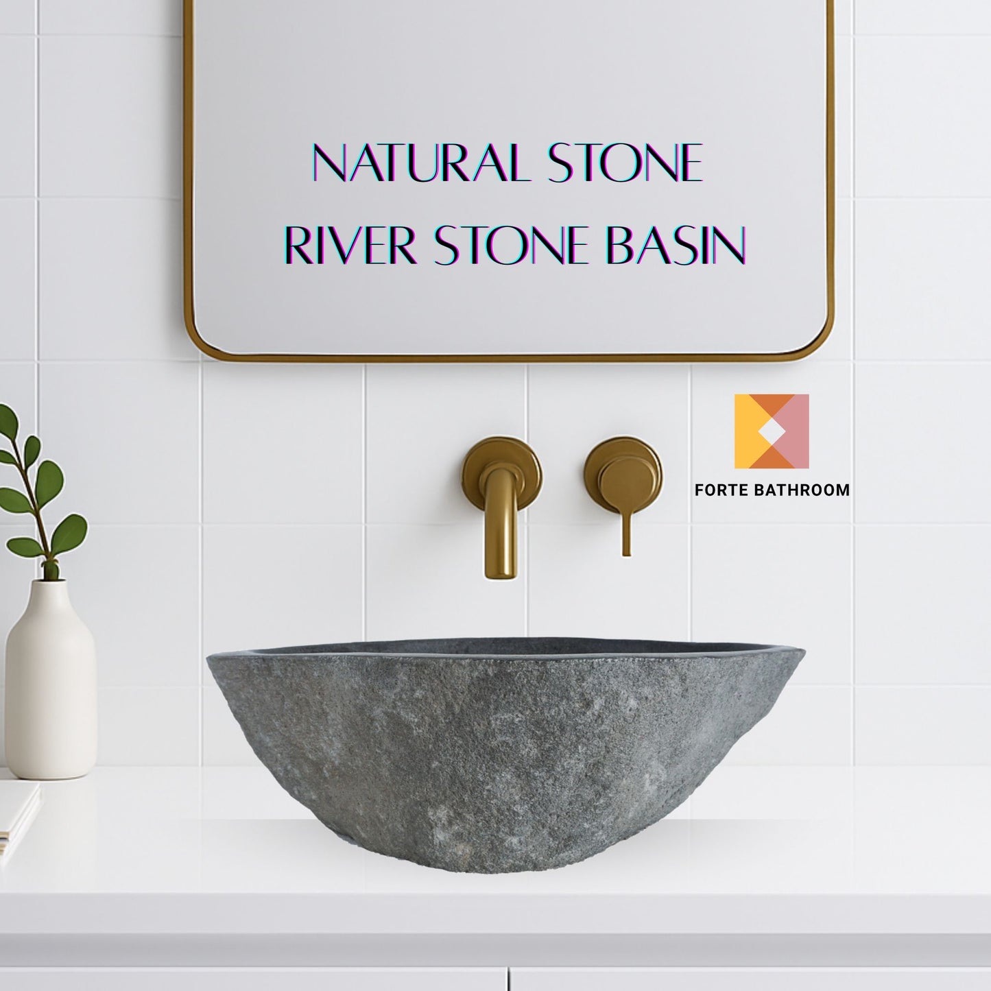 Natural River stone Bathroom Basin - Rock Exterior - Polished Interior - sm/med/lge - dark grey