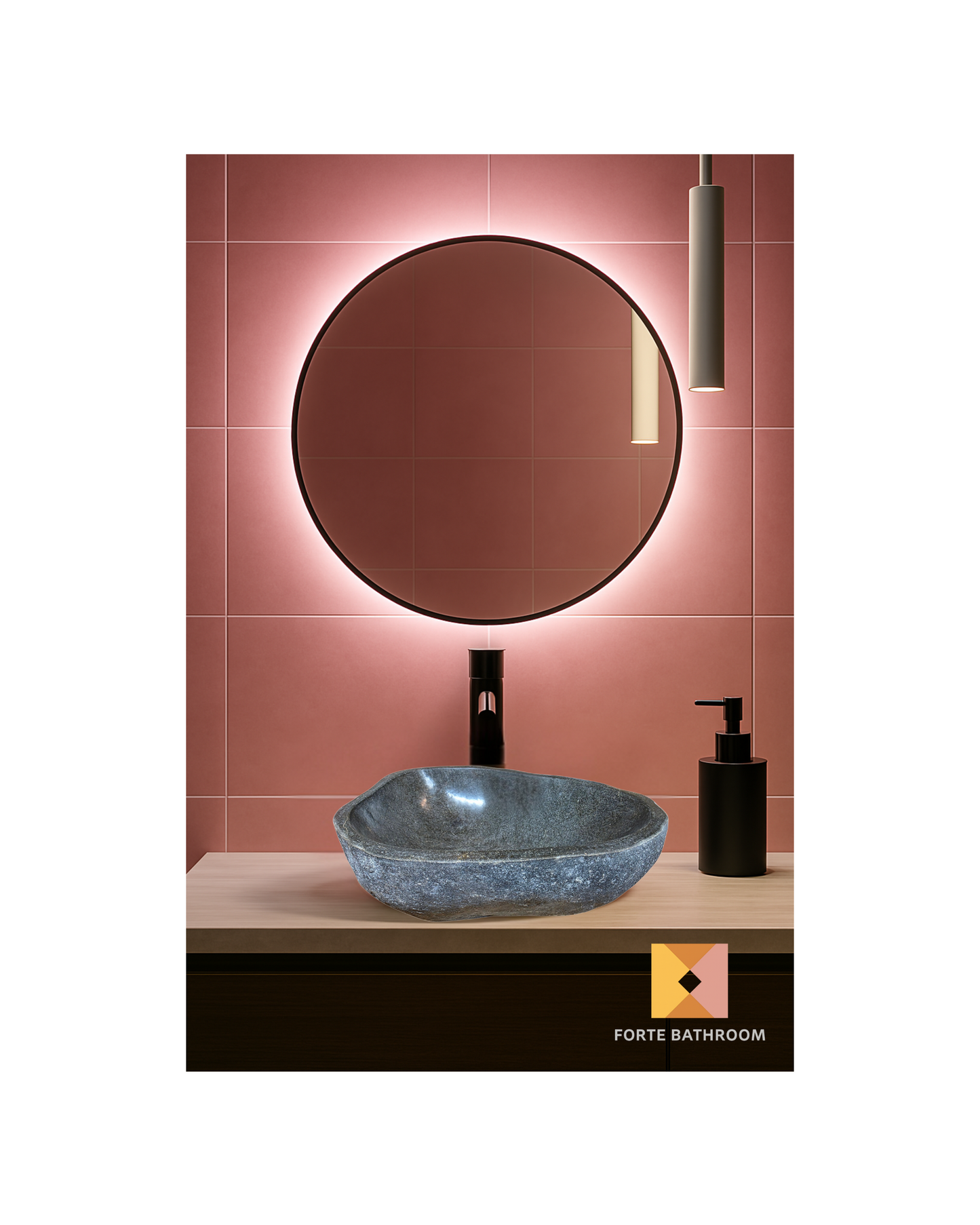 Natural River stone Bathroom Basin - Rock Exterior - Polished Interior - sm/med/lge - dark grey