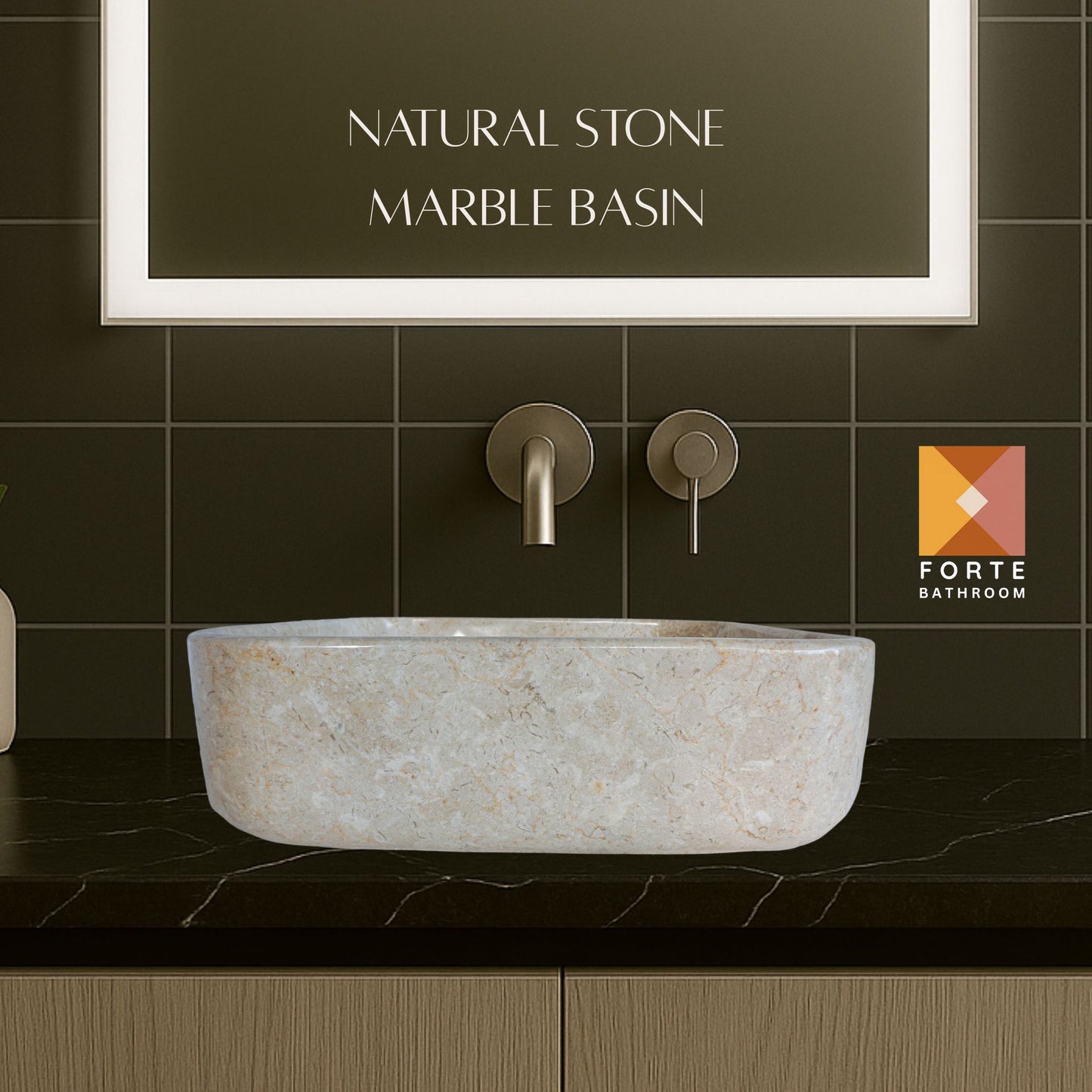 Forma Quadro - Polished Marble Vanity Basin square – Cream or Grey – 13cm Height-40x40/45x45cm - Natural Stone