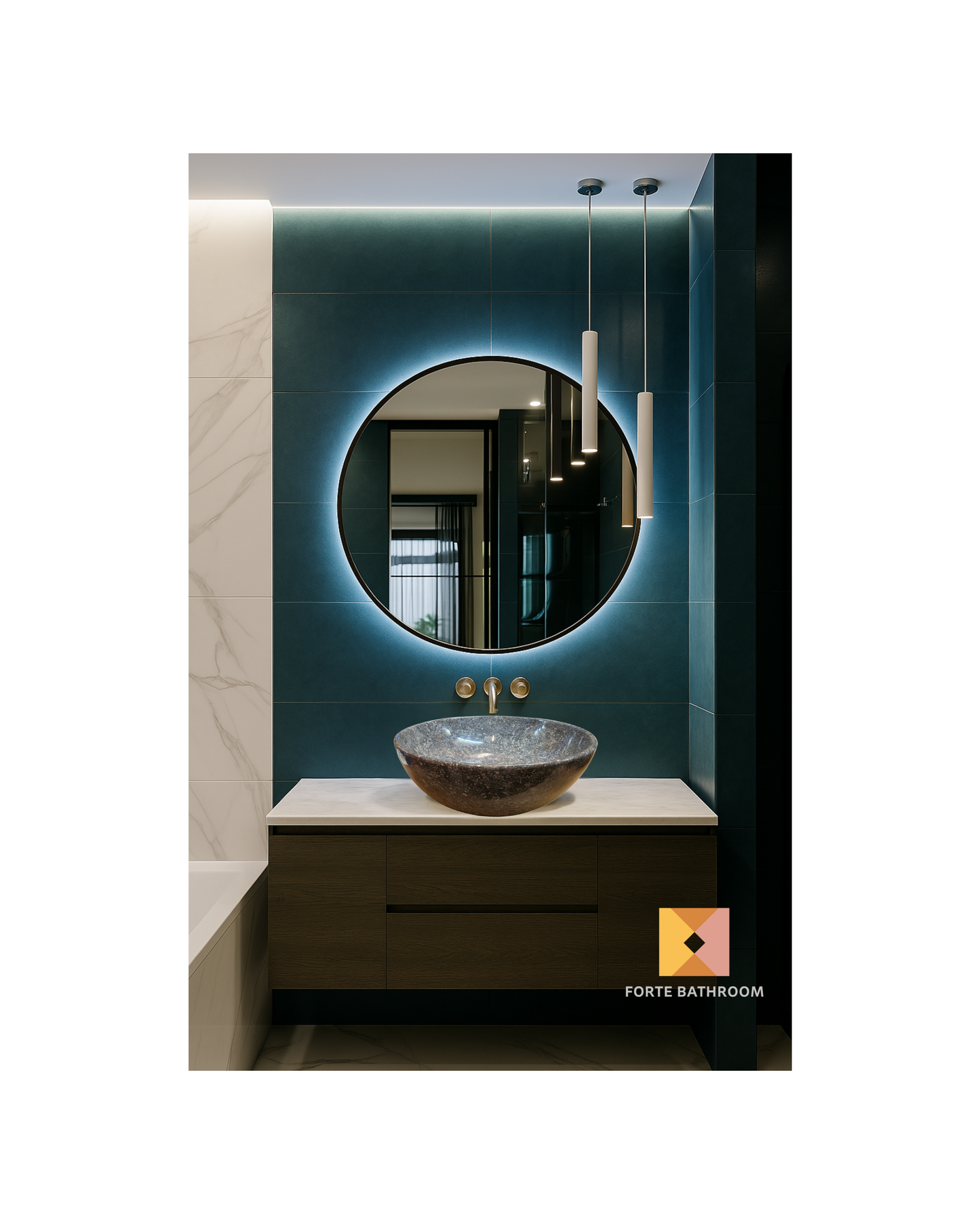Polished Round Marble Vanity Basin – 15cm Height – Cream or Grey – 35/40/45cm - Natural Stone
