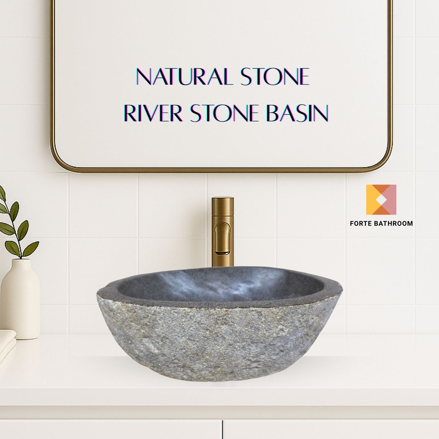 Natural River stone Bathroom Basin - Rock Exterior - Polished Interior - sm/med/lge - dark grey