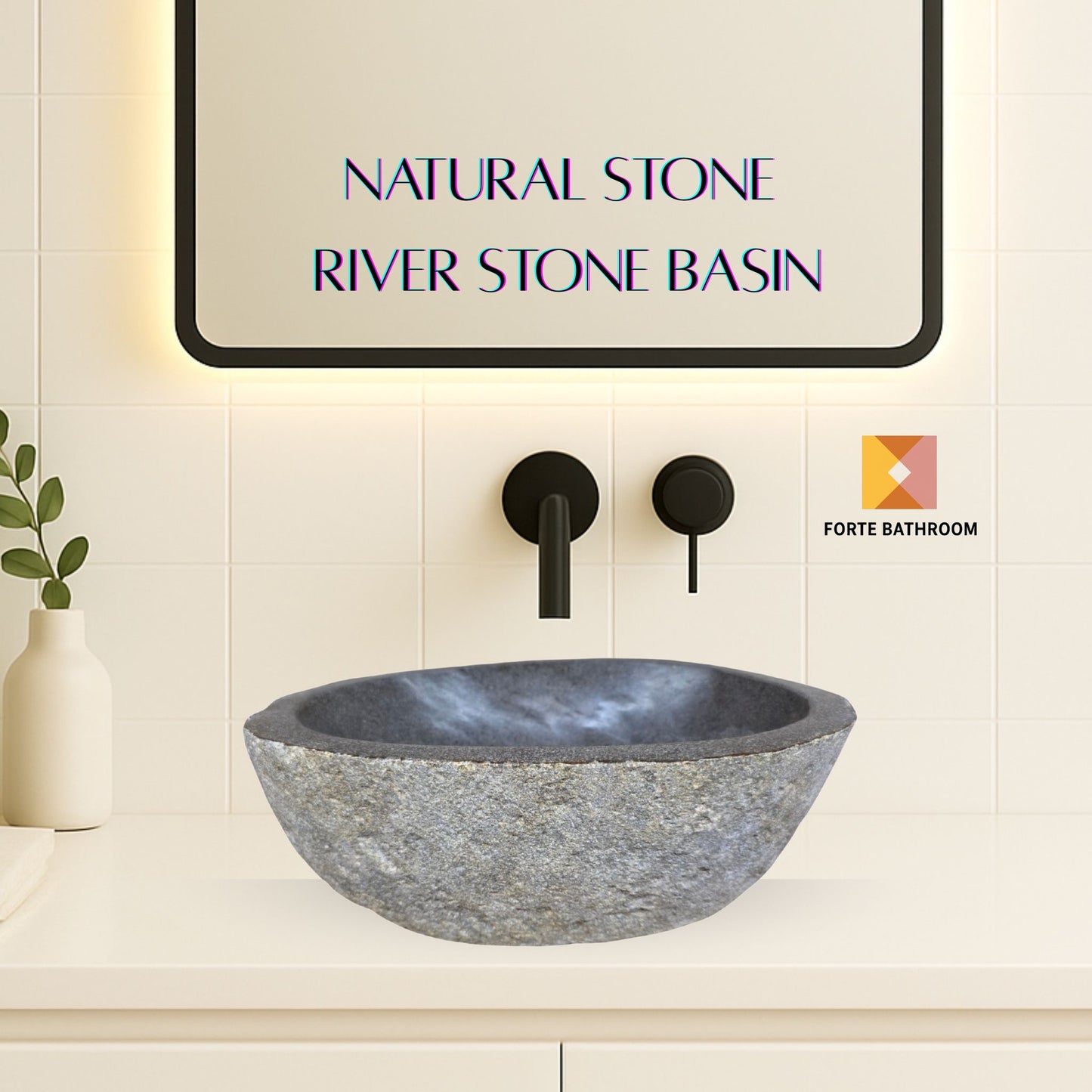 Natural River stone Bathroom Basin - Rock Exterior - Polished Interior - sm/med/lge - dark grey