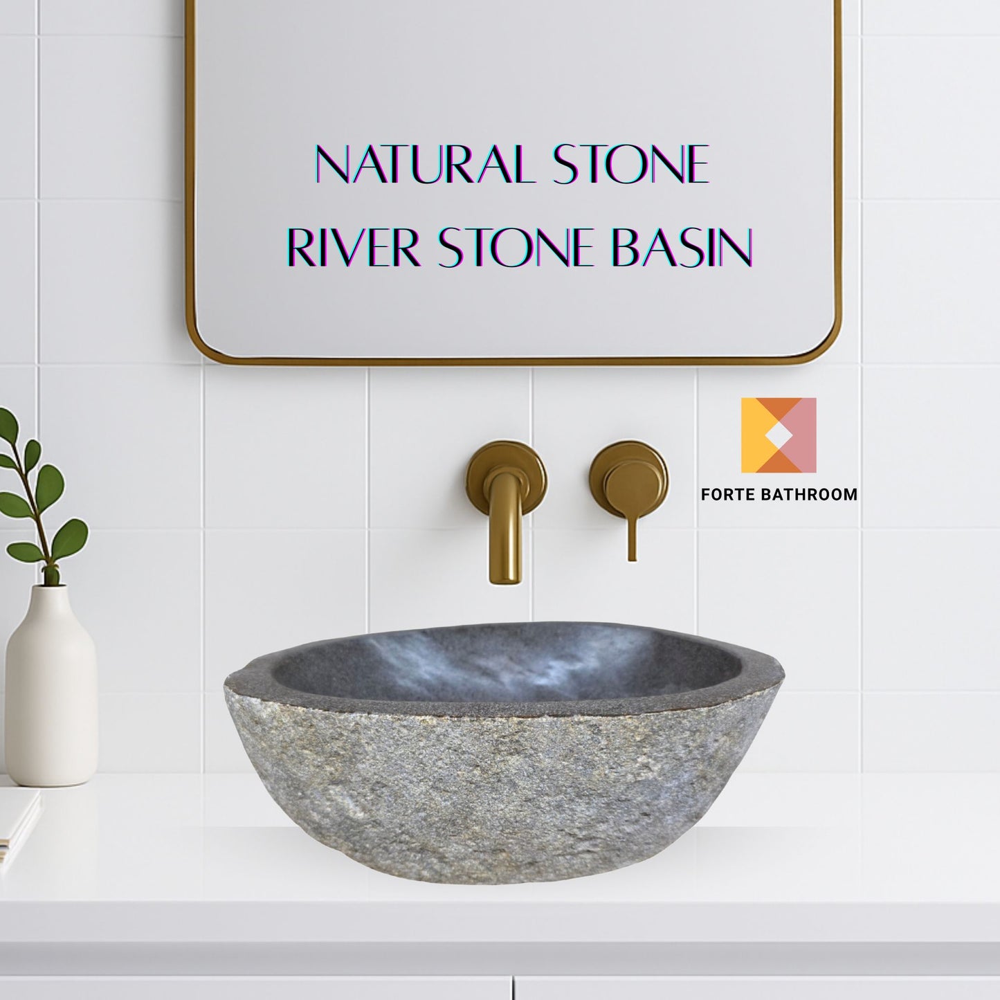 Natural River stone Bathroom Basin - Rock Exterior - Polished Interior - sm/med/lge - dark grey
