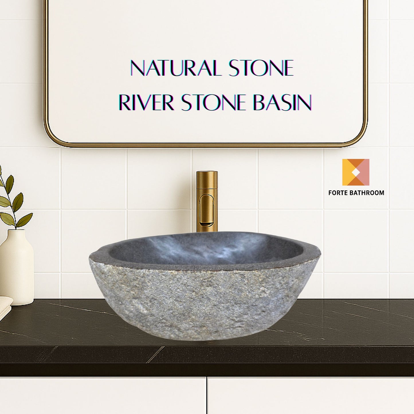 Natural River stone Bathroom Basin - Rock Exterior - Polished Interior - sm/med/lge - dark grey