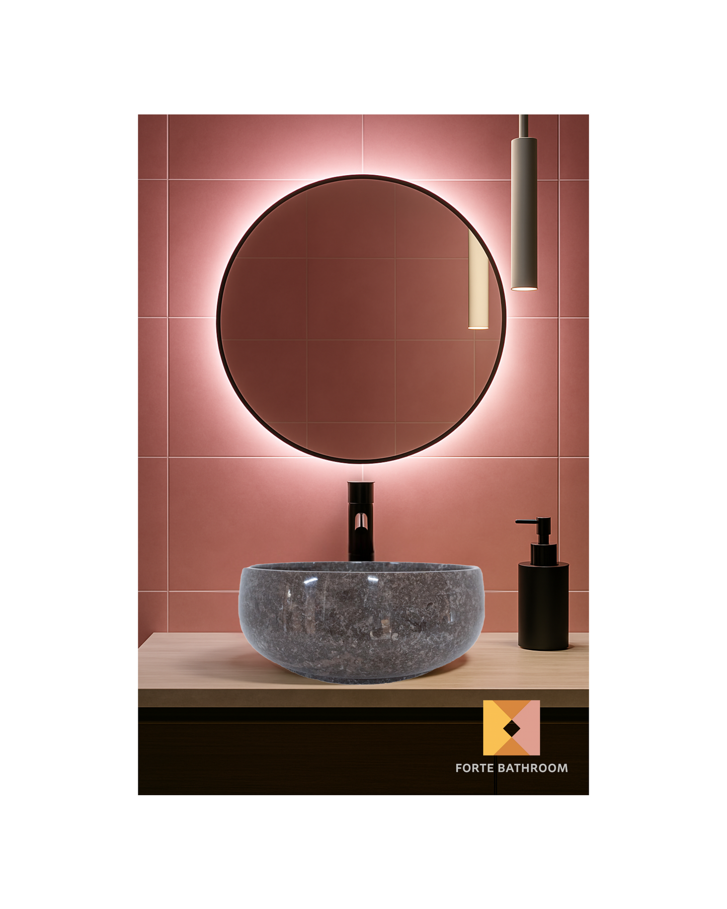 Round Marble Vanity Basin – Polished Finish 02 – Height 15cm - Cream or Grey – Dia 40/45cm - Natural Stone