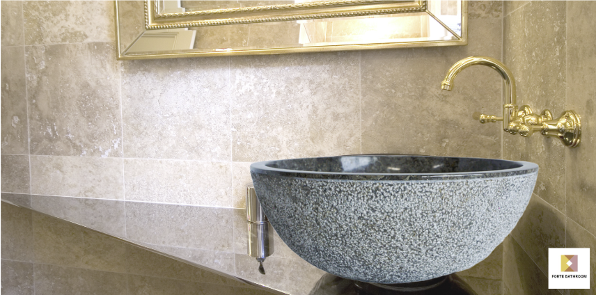 Forma Eros - Marble Vanity Basin -Textured Exterior 01 - 15cm Height - Cream or Grey - 35/40/45cm - Natural Stone