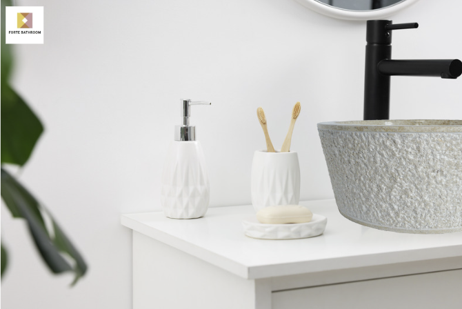 Forma Stria - Marble Vanity Basin - Textured finish - H15cm - Cream or grey - Dia 40cm - Natural Stone
