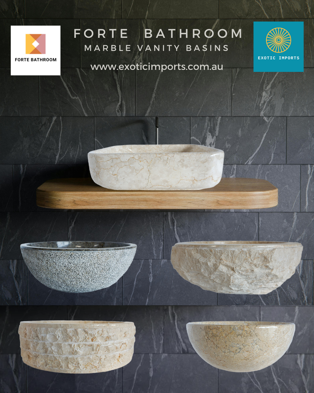 Sierra Round Marble Vanity Basin – Rock Texture - 15/17cm Height – Cream – 40/45cm