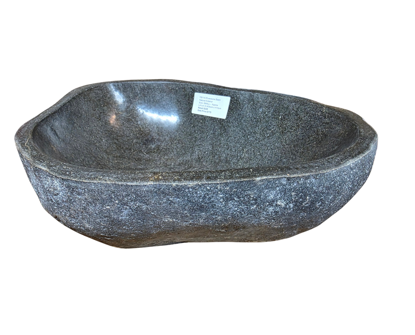 Natural River stone Bathroom Basin - Rock Exterior - Polished Interior - sm/med/lge - dark grey