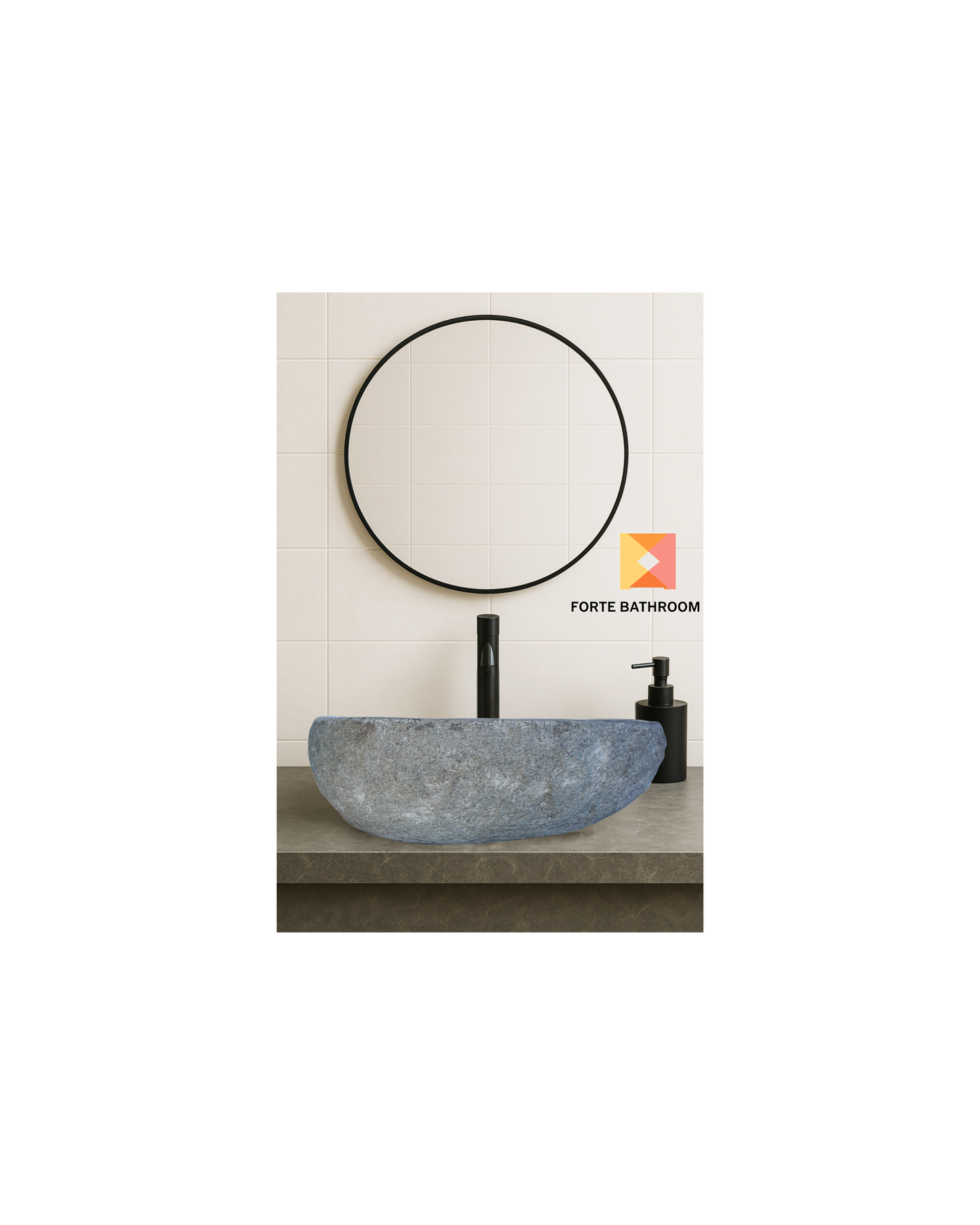 Natural River stone Bathroom Basin - Rock Exterior - Polished Interior - sm/med/lge - dark grey