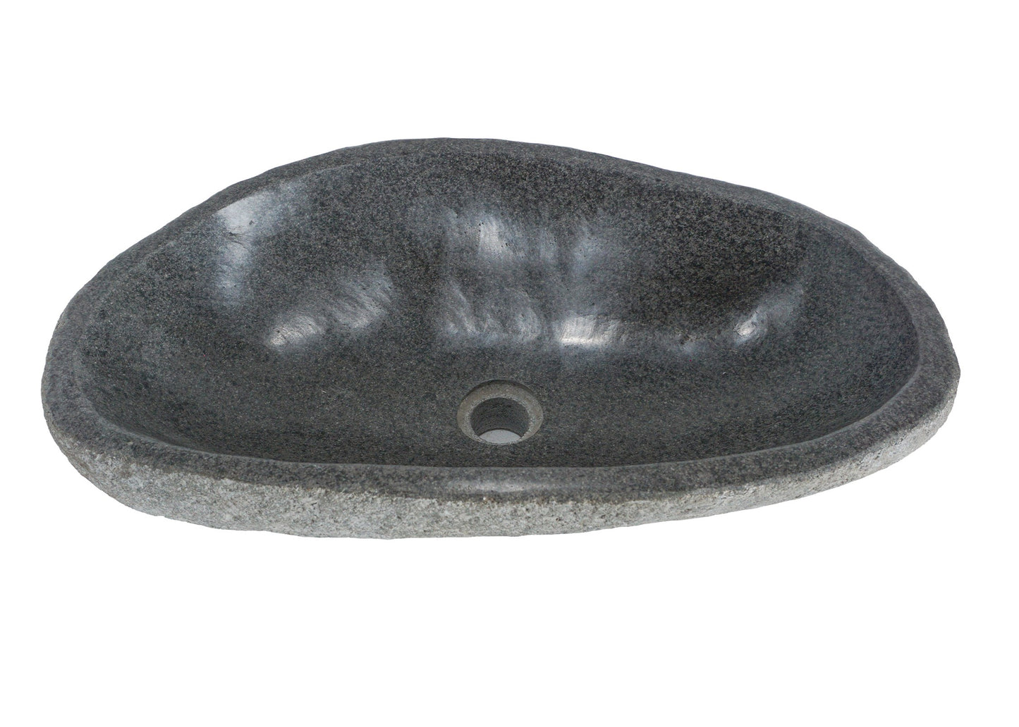 Natural River stone Bathroom Basin - Rock Exterior - Polished Interior - sm/med/lge - dark grey