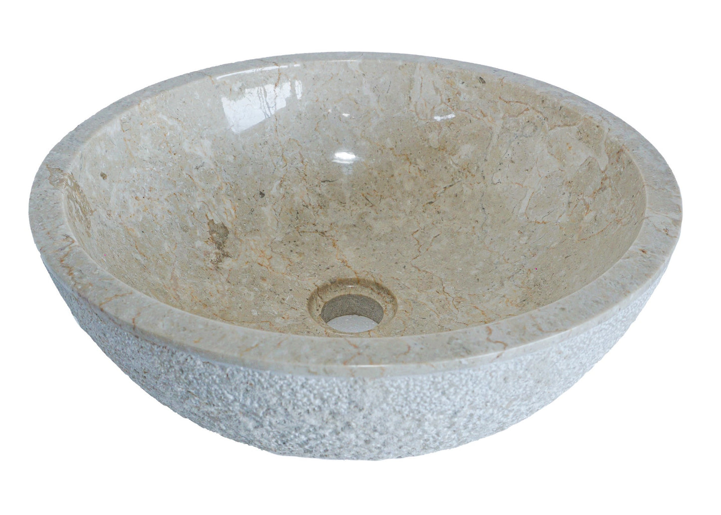 Forma Eros - Marble Vanity Basin -Textured Exterior 01 - 15cm Height - Cream or Grey - 35/40/45cm - Natural Stone