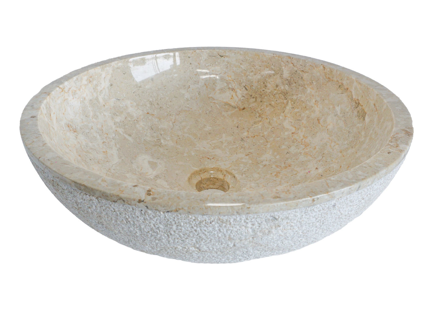 Forma Eros - Marble Vanity Basin -Textured Exterior 01 - 15cm Height - Cream or Grey - 35/40/45cm - Natural Stone