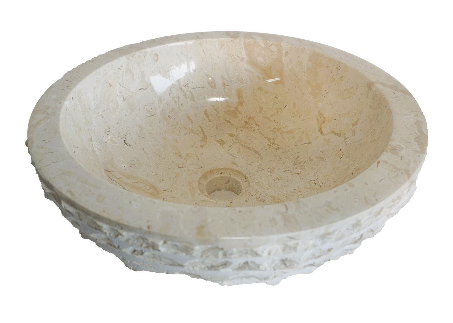 Forma Groove - Marble Vanity Basin - Textured Exterior 02 - 15cm Height - Cream or Grey - Dia 40cm - Natural Stone
