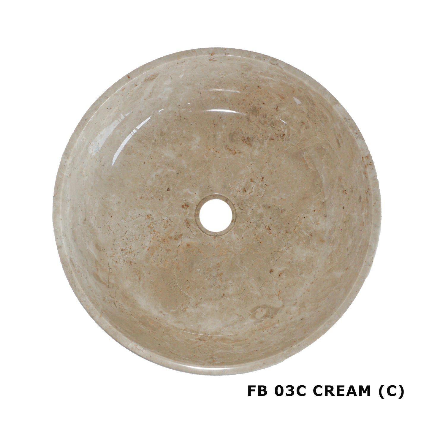 Round Marble Vanity Basin – Polished Finish 02 – Height 15cm - Cream or Grey – Dia 40/45cm - Natural Stone