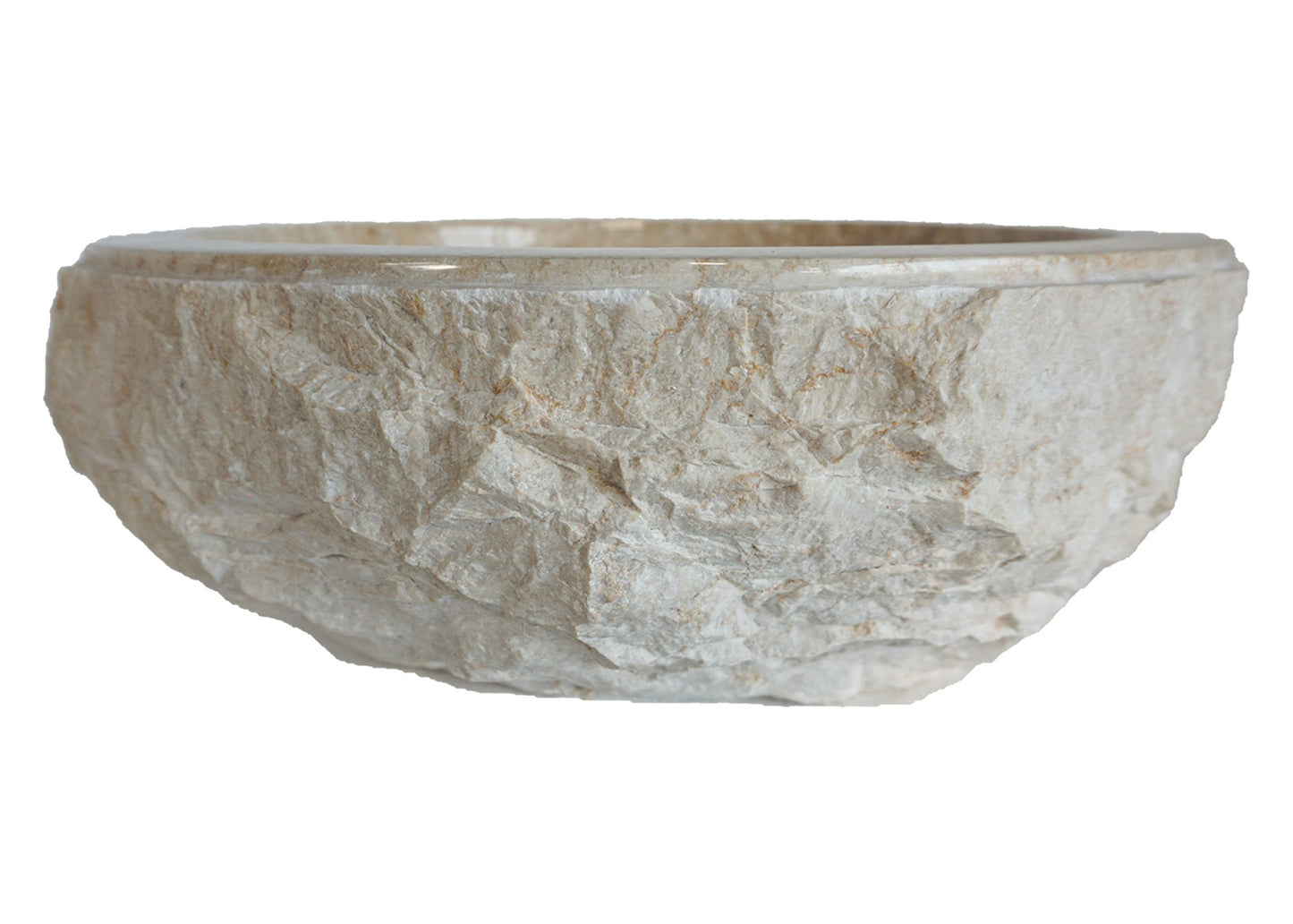 Sierra Round Marble Vanity Basin – Rock Texture - 15/17cm Height – Cream – 40/45cm