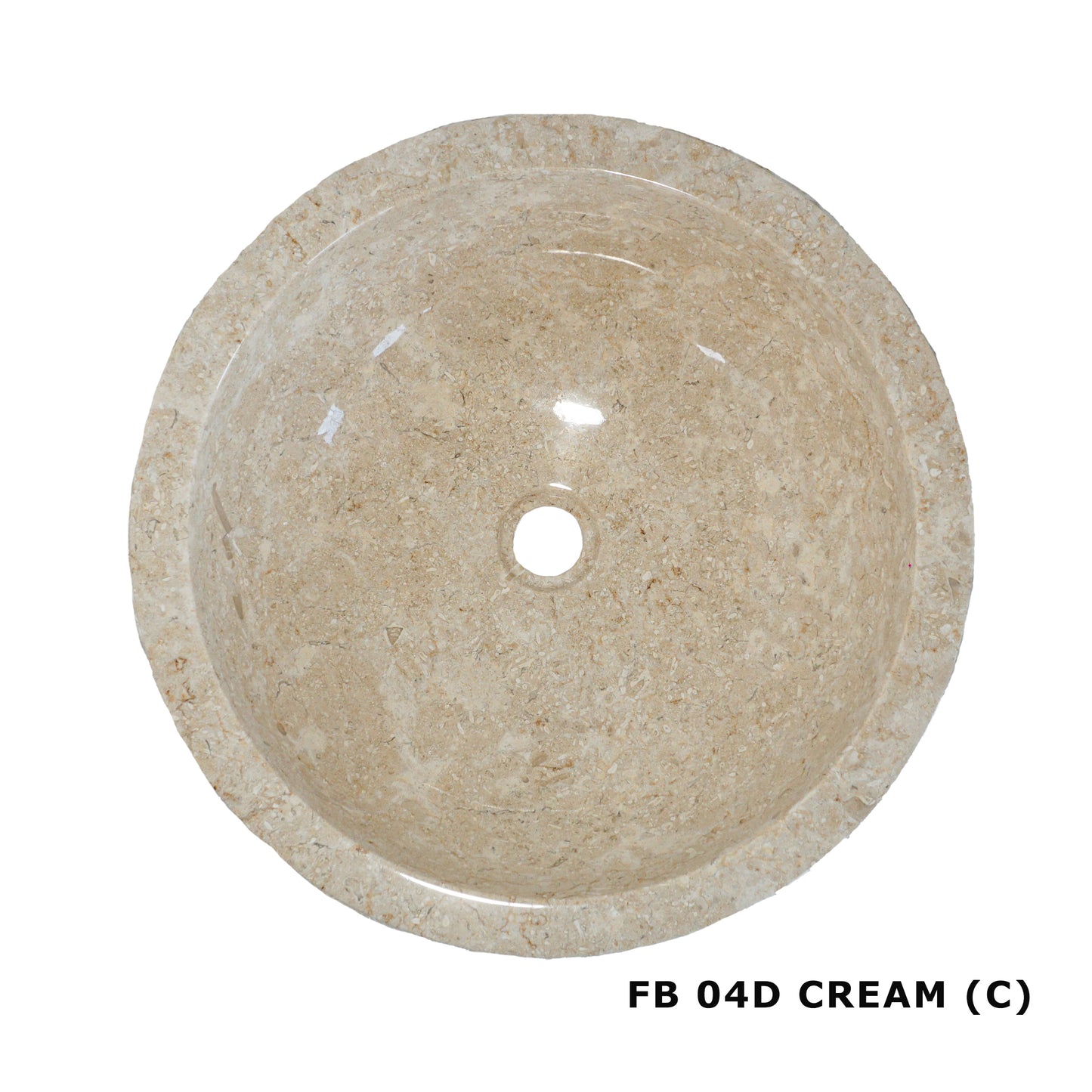 Sierra Round Marble Vanity Basin – Rock Texture - 15/17cm Height – Cream – 40/45cm