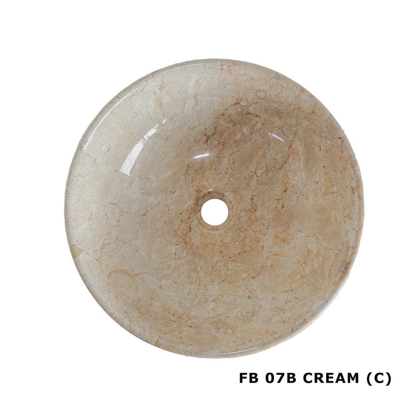 Polished Round Marble Vanity Basin – 15cm Height – Cream or Grey – 35/40/45cm - Natural Stone