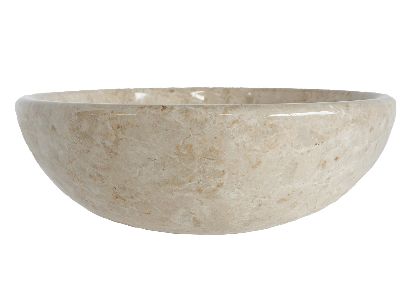 Polished Round Marble Vanity Basin – 15cm Height – Cream or Grey – 35/40/45cm - Natural Stone