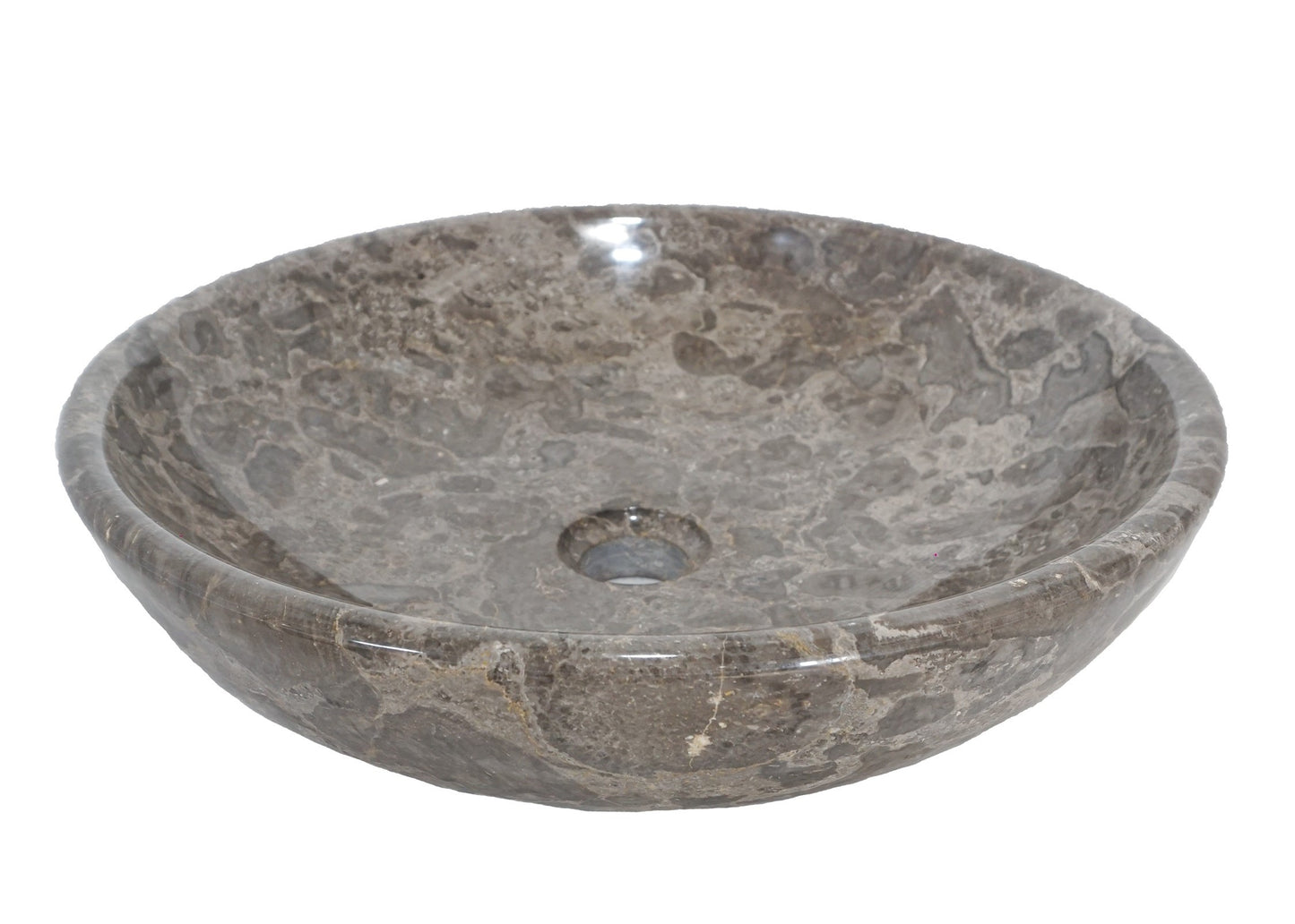 Polished Round Marble Basin – 12cm Height – Cream or Grey – Dia 35/40/45cm - Natural Stone