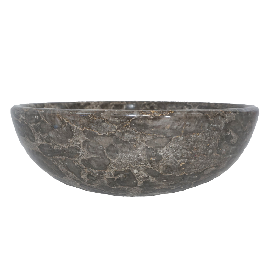 Polished Round Marble Vanity Basin – 15cm Height – Cream or Grey – 35/40/45cm - Natural Stone