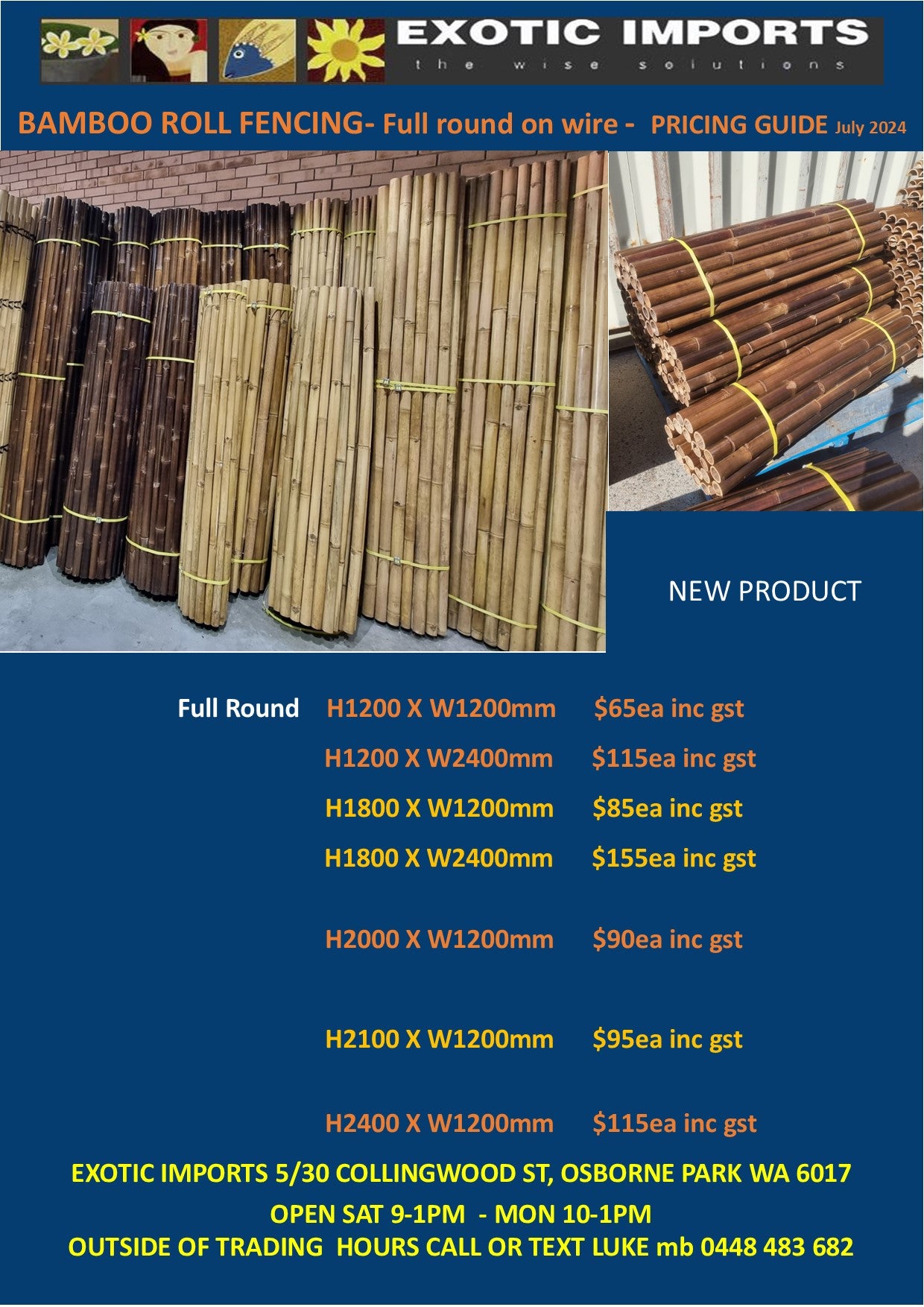 Bamboo Fence Roll - Privacy Screening -  Contact Us for stock availability