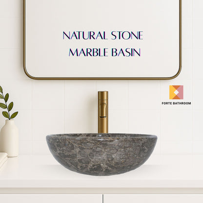 Pure Form - Polished Marble Vanity Basin – 15cm Height – Cream or Grey – 35/40/45cm - Natural Stone