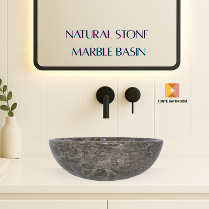 Pure Form - Polished Marble Vanity Basin – 15cm Height – Cream or Grey – 35/40/45cm - Natural Stone