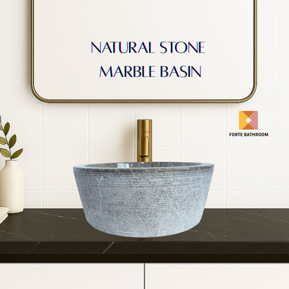Forma Linea - Marble Vanity Basin - Textured finish - H15cm - Cream or grey - Dia 40cm - Natural Stone