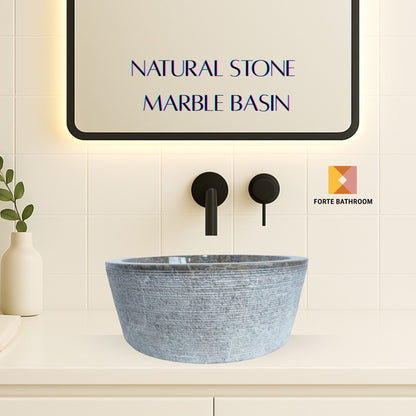 Forma Linea - Marble Vanity Basin - Textured finish - H15cm - Cream or grey - Dia 40cm - Natural Stone