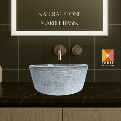 Forma Linea - Marble Vanity Basin - Textured finish - H15cm - Cream or grey - Dia 40cm - Natural Stone