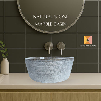 Forma Linea - Marble Vanity Basin - Textured finish - H15cm - Cream or grey - Dia 40cm - Natural Stone