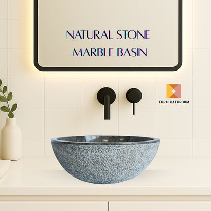 Forma Eros - Marble Vanity Basin -Textured Exterior 01 - 15cm Height - Cream or Grey - 35/40/45cm - Natural Stone