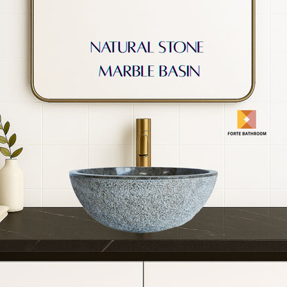 Forma Eros - Marble Vanity Basin -Textured Exterior 01 - 15cm Height - Cream or Grey - 35/40/45cm - Natural Stone