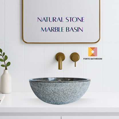 Forma Eros - Marble Vanity Basin -Textured Exterior 01 - 15cm Height - Cream or Grey - 35/40/45cm - Natural Stone