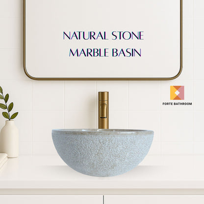 Forma Eros - Marble Vanity Basin -Textured Exterior 01 - 15cm Height - Cream or Grey - 35/40/45cm - Natural Stone