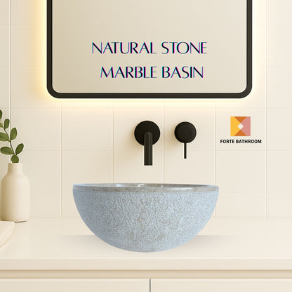 Forma Eros - Marble Vanity Basin -Textured Exterior 01 - 15cm Height - Cream or Grey - 35/40/45cm - Natural Stone