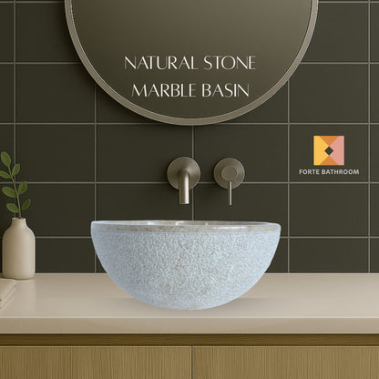 Forma Eros - Marble Vanity Basin -Textured Exterior 01 - 15cm Height - Cream or Grey - 35/40/45cm - Natural Stone