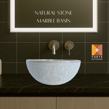 Forma Eros - Marble Vanity Basin -Textured Exterior 01 - 15cm Height - Cream or Grey - 35/40/45cm - Natural Stone