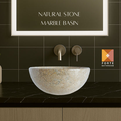Pure Form - Polished Marble Vanity Basin – 15cm Height – Cream or Grey – 35/40/45cm - Natural Stone