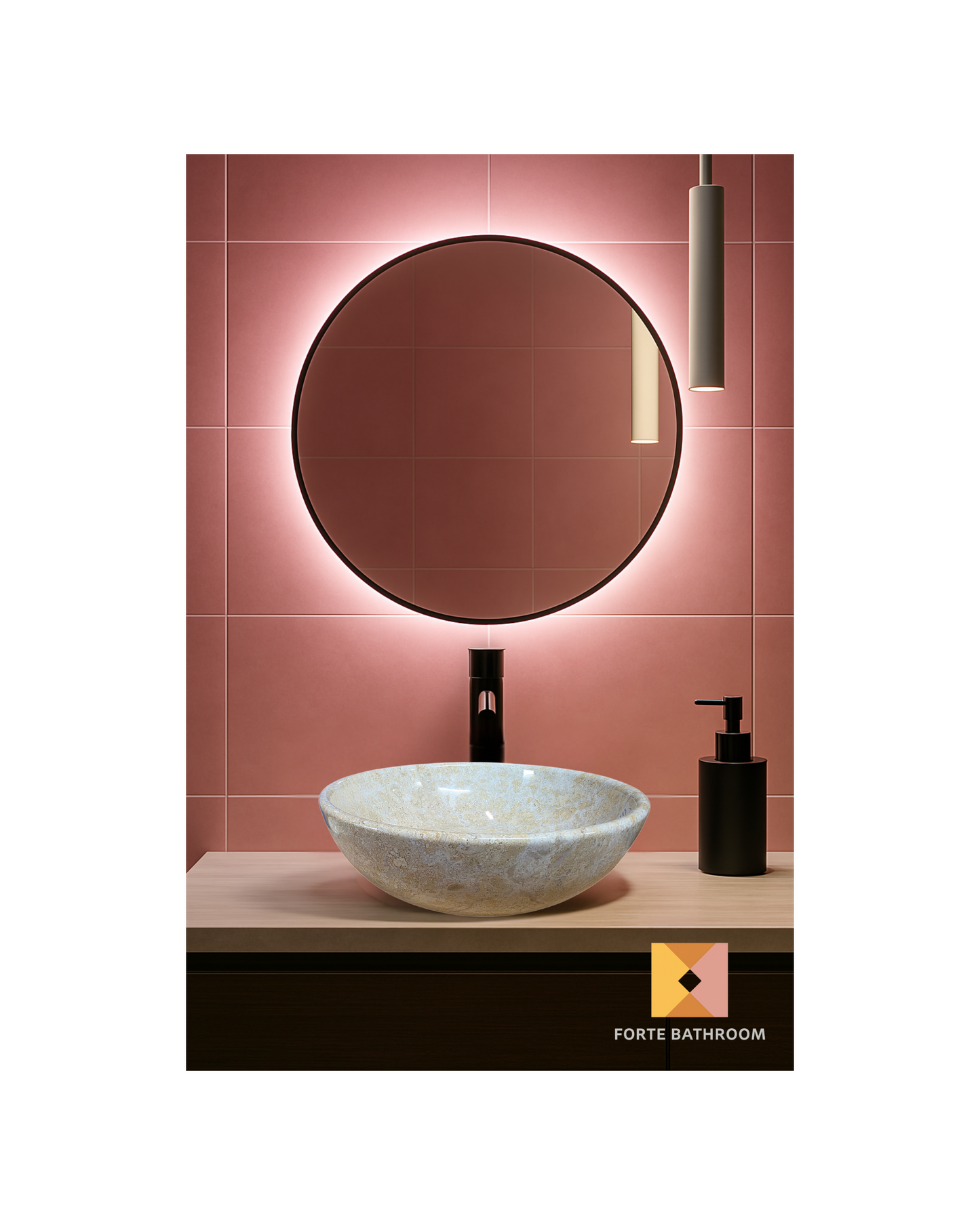 Polished Round Marble Vanity Basin – 15cm Height – Cream or Grey – 35/40/45cm - Natural Stone