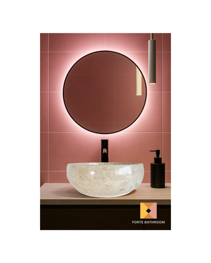 Round Marble Vanity Basin – Polished Finish 02 –  Height 15cm - Cream or Grey – Dia 40/45cm - Natural Stone