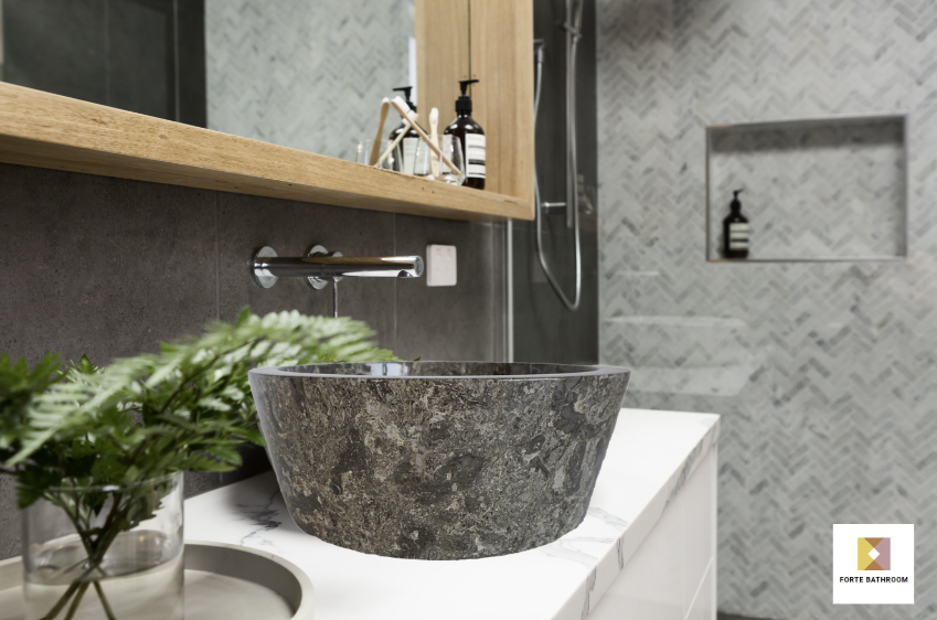 Forma Lucid - Marble Vanity Basin - Polished finish - H15cm - Cream or grey - Dia 40cm - Natural Stone