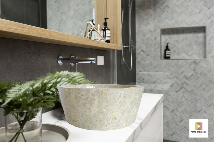 Forma Lucid - Marble Vanity Basin - Polished finish - H15cm - Cream or grey - Dia 40cm - Natural Stone