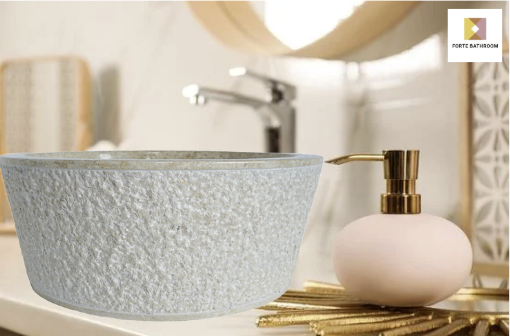 Forma Stria - Marble Vanity Basin - Textured finish - H15cm - Cream or grey - Dia 40cm - Natural Stone