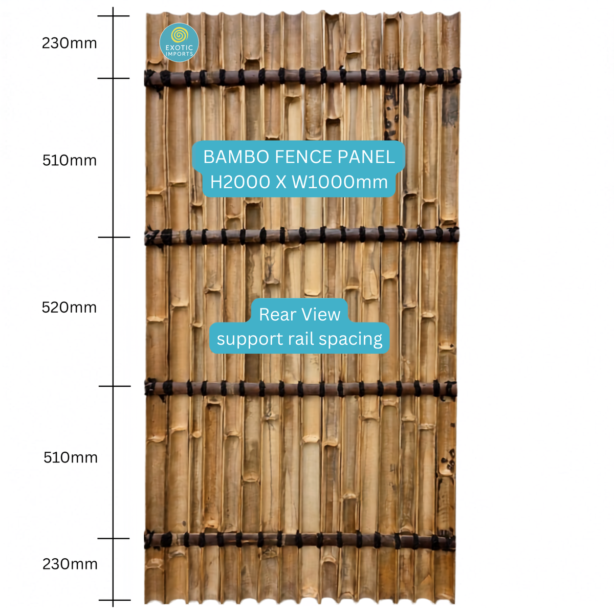 Bamboo Fence Panels Perth – 2000mm x 1000mm Dark Screening
