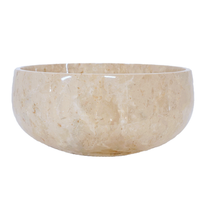 Round Marble Vanity Basin – Polished Finish 02 –  Height 15cm - Cream or Grey – Dia 40/45cm - Natural Stone