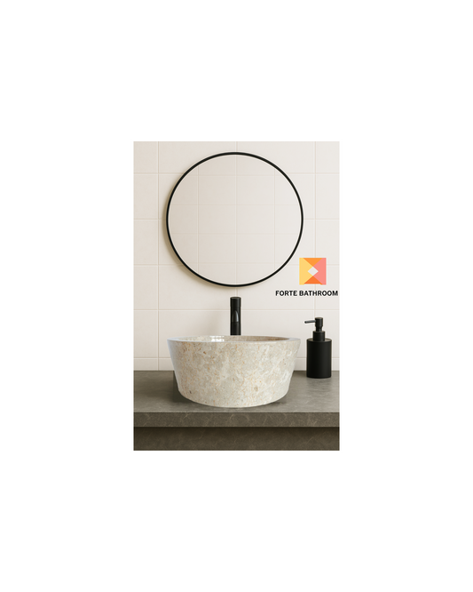 Forma Lucid - Marble Vanity Basin - Polished finish - H15cm - Cream or grey - Dia 40cm - Natural Stone